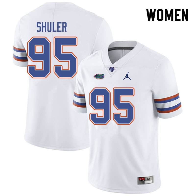 Women's NCAA Florida Gators Adam Shuler #95 Stitched Authentic Jordan Brand White College Football Jersey IXA1765QK